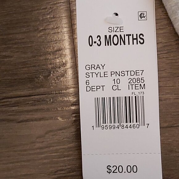 CHARLIE Brown Christmas Light Gray Baby Cotton Blend Sweatpants-Size 0-3 Months - Picture 3 of 3